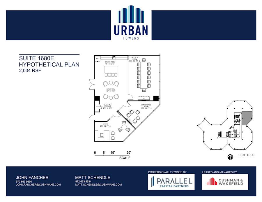 Floor plan - Partial 16th Floor, Suite 1680E - Urban Towers - 222 West Colinas Blvd