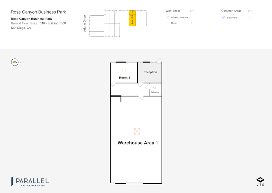 Floor plan - Partial Ground Floor, Suite 1310 - Building 1300 - Rose Canyon Business Park