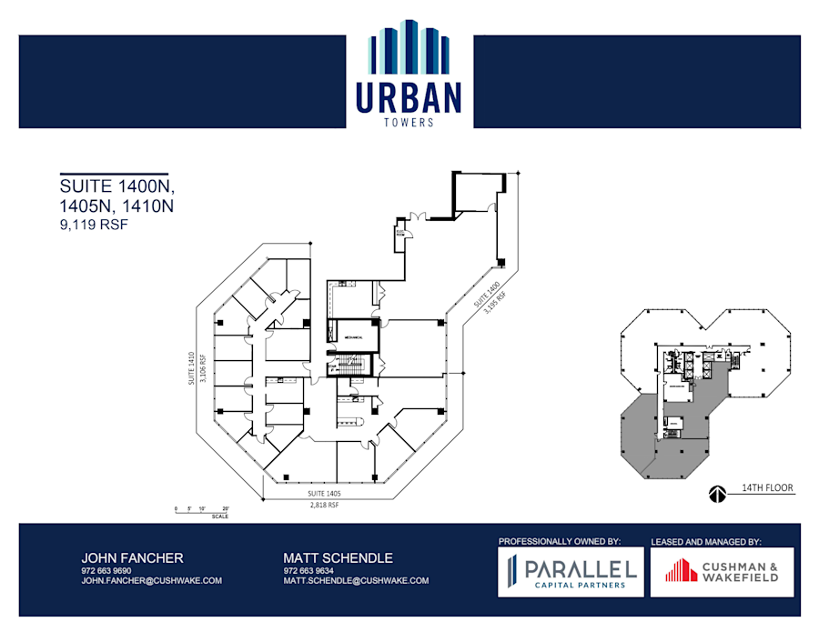 Floor plan - Partial 14th Floor, Suite 1400N - Urban Towers - 222 West Colinas Blvd