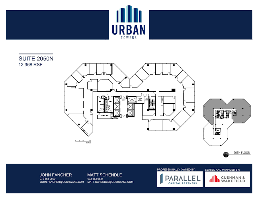 Floor plan - Partial 20th Floor, Suite 2050N - Urban Towers - 222 West Colinas Blvd