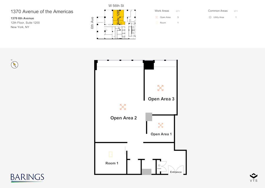 Floor plan - Partial 12th Floor, Suite 1200 - 1370 Avenue of the Americas