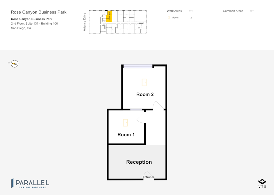 Floor plan - Partial 2nd Floor, Suite 131 - Building 100 - Rose Canyon Business Park