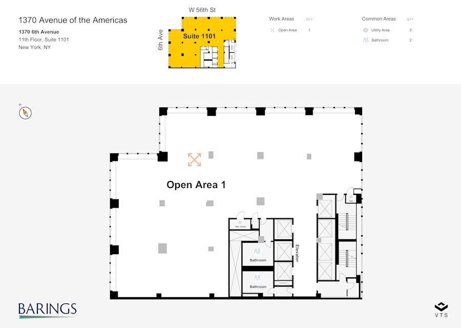Floor plan - Entire 11th Floor, Suite 1101 - 1370 Avenue of the Americas