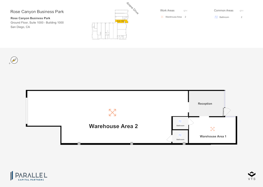 Floor plan - Partial Ground Floor, Suite 1000 - Building 1000 - Rose Canyon Business Park