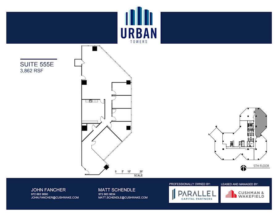 Floor plan - Partial 5th Floor, Suite 555E - Urban Towers - 222 West Colinas Blvd