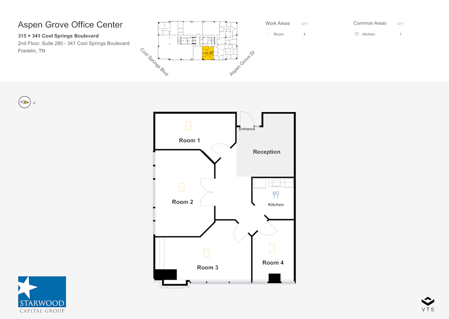 Floor plan - Partial 2nd Floor, Suite 280 - 341 Cool Springs Boulevard - Aspen Grove Office Center - 315 + 341 Cool Springs Boulevard