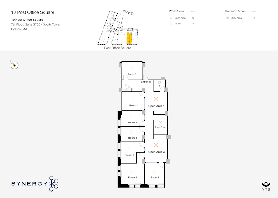Floor plan - Partial 7th Floor, Suite S705 - South Tower - 10 Post Office Square
