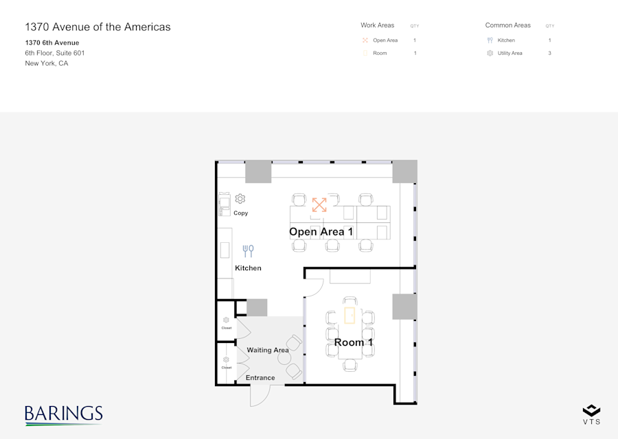 Floor plan - Partial 6th Floor, Suite 601 - 1370 Avenue of the Americas