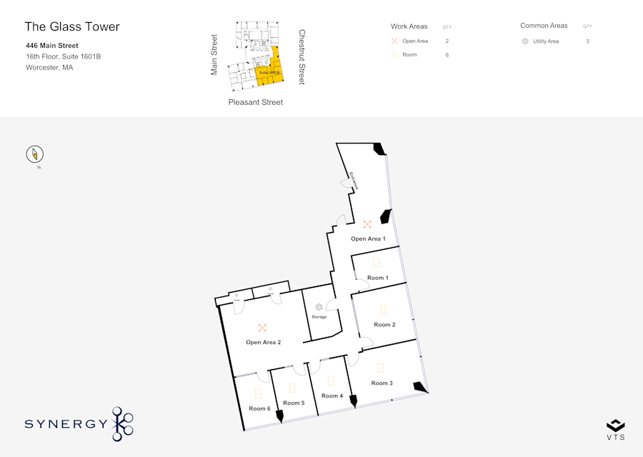 Floor plan - Partial 16th Floor, Suite 1601B - The Glass Tower - 446 Main Street