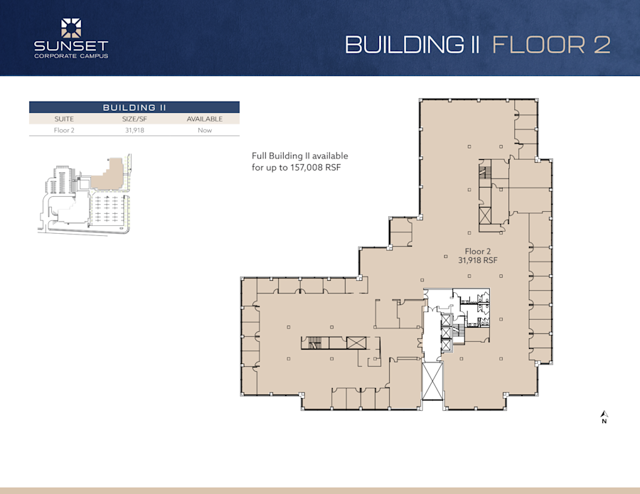 Floor plan - Entire 2nd Floor, Suite Floor 2 - Building 2 - Sunset Corporate Campus - 13810 Southeast Eastgate Way
