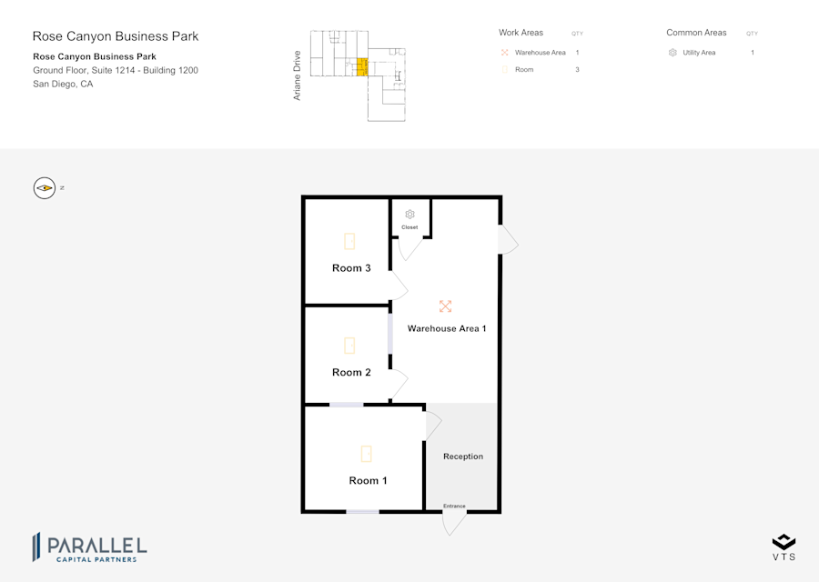 Floor plan - Partial Ground Floor-Office, Suite 1214 - Building 1200 - Rose Canyon Business Park