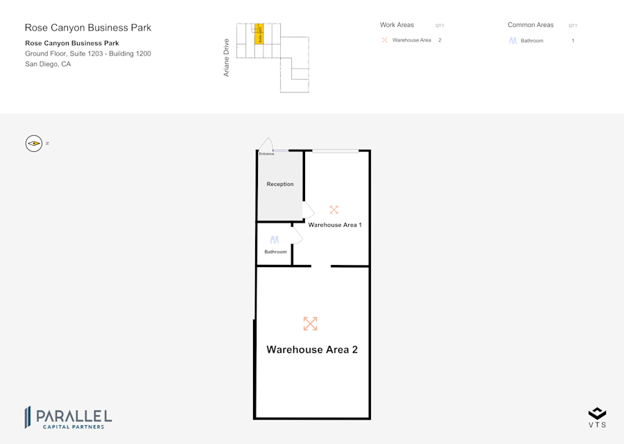 Floor plan - Partial Ground Floor, Suite 1203 - Building 1200 - Rose Canyon Business Park