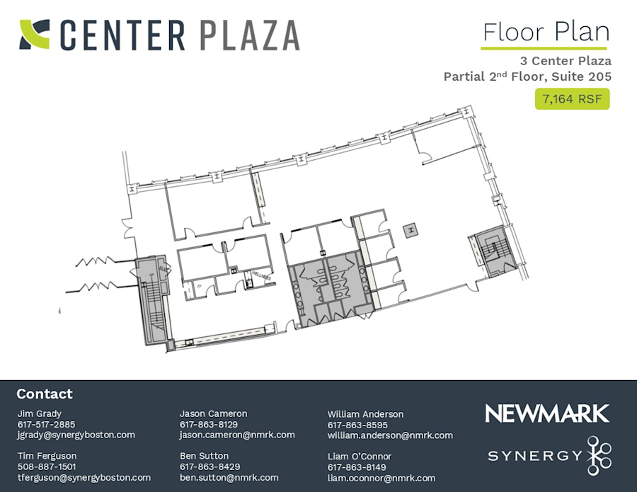 Floor plan - Partial 2nd Floor, Suite 205 - 3 Center Plaza - Center Plaza