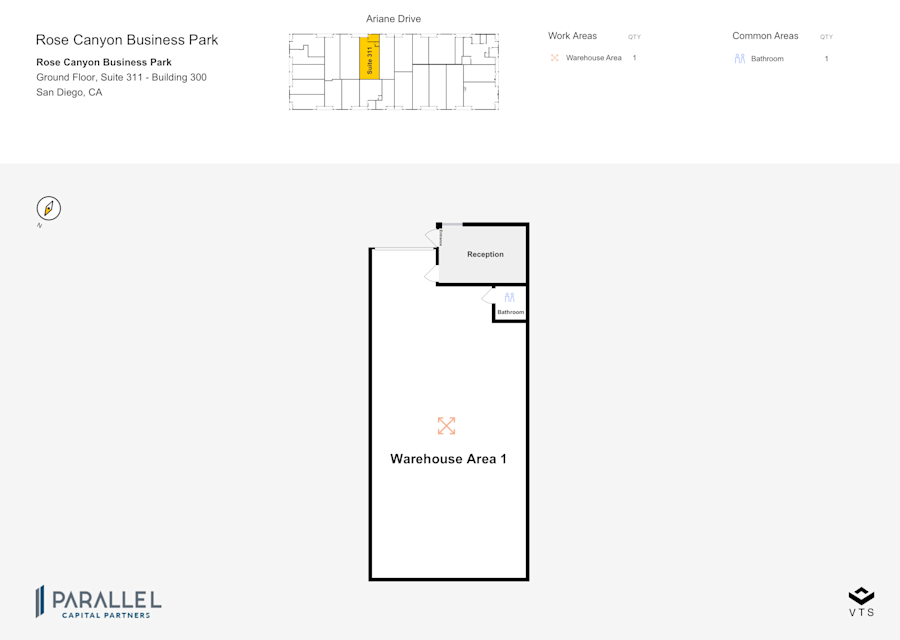 Floor plan - Partial Ground Floor, Suite 311 - Building 300 - Rose Canyon Business Park