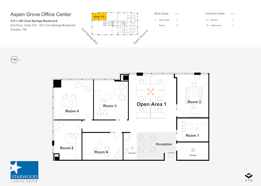 Floor plan - Partial 2nd Floor, Suite 210 - 341 Cool Springs Boulevard - Aspen Grove Office Center - 315 + 341 Cool Springs Boulevard