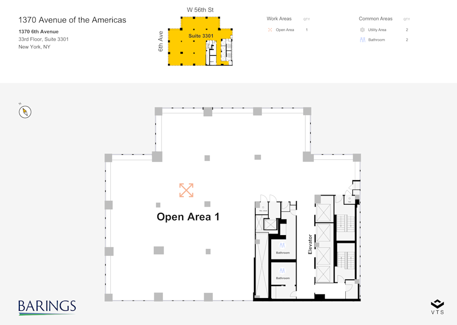 Floor plan - Entire 33rd Floor, Suite 3301 - 1370 Avenue of the Americas