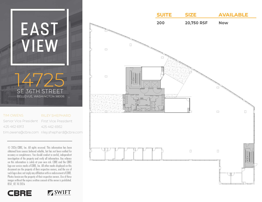 Floor plan - Entire 2nd Floor, Suite 200 - East View - 14725 Southeast 36th Street