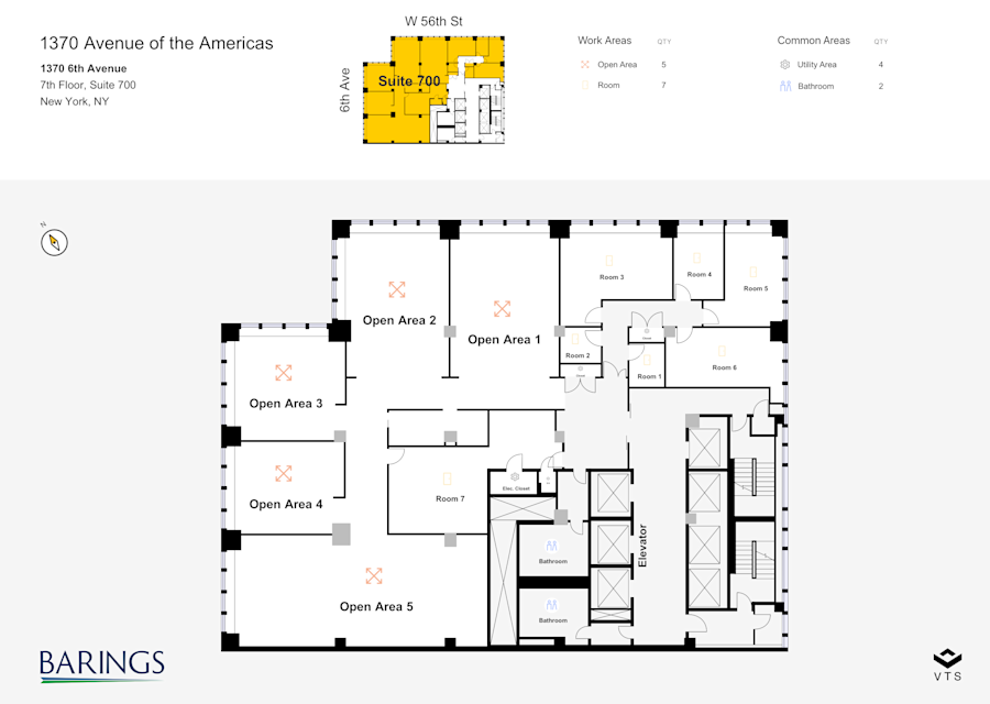 Floor plan - Entire 7th Floor, Suite 700 - 1370 Avenue of the Americas