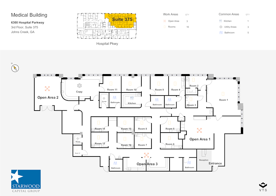 Floor plan - Partial 3rd Floor, Suite 375 - Medical Building - Johns Creek Medical Pavillion - 6300 Hospital Parkway