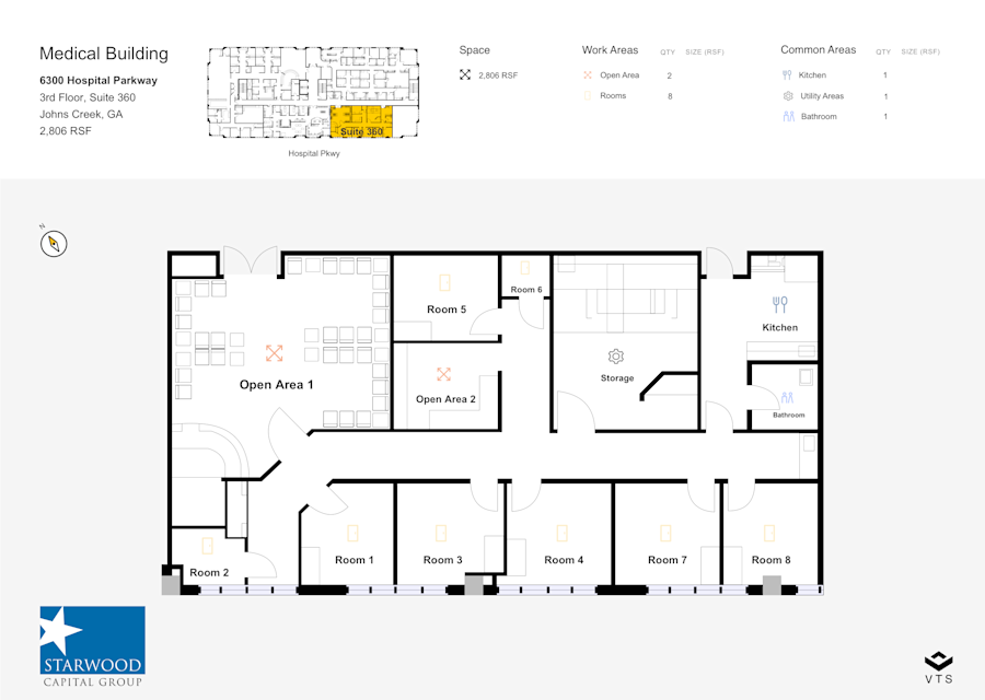 Floor plan - Partial 3rd Floor, Suite 360 - Medical Building - Johns Creek Medical Pavillion - 6300 Hospital Parkway