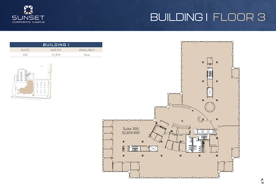 Floor plan - 3rd Floor, Suite 300 - Building 1 - Sunset Corporate Campus - 13810 Southeast Eastgate Way