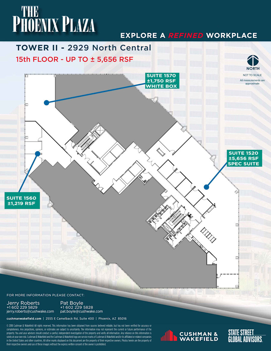Floor plan - Partial 15th Floor, Suite 1560 - Tower 2 - Phoenix Plaza - 2901-2929 North Central Avenue