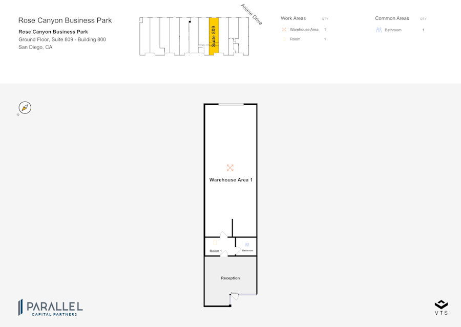 Floor plan - Partial Ground Floor, Suite 809 - Building 800 - Rose Canyon Business Park