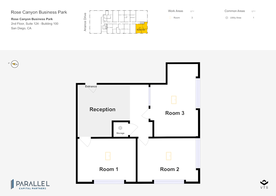 Floor plan - Partial 2nd Floor, Suite 124 - Building 100 - Rose Canyon Business Park