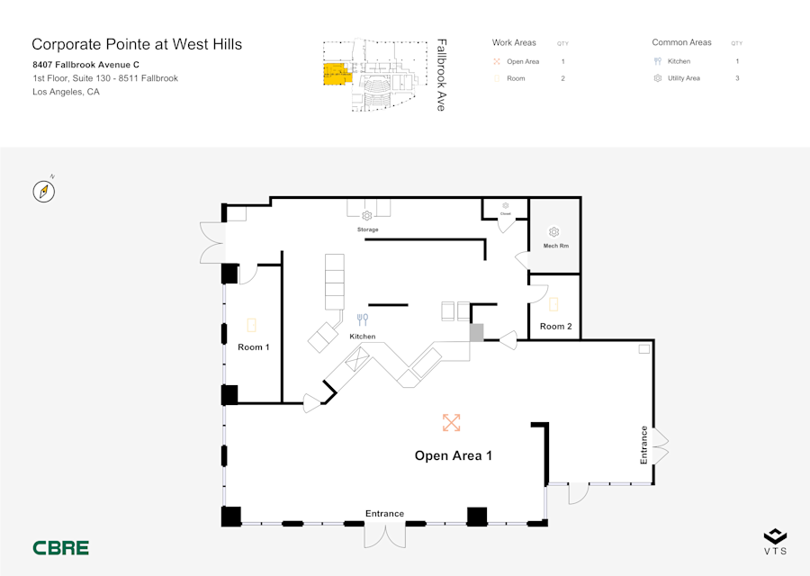 Floor plan - Partial 1st Floor, Suite 130 - 8511 Fallbrook - Corporate Pointe at West Hills - 8407 Fallbrook Avenue C