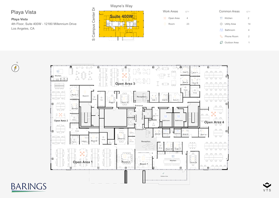 Floor plan - Entire 4th Floor, Suite 400W - 12180 Millennium Drive - Playa Vista
