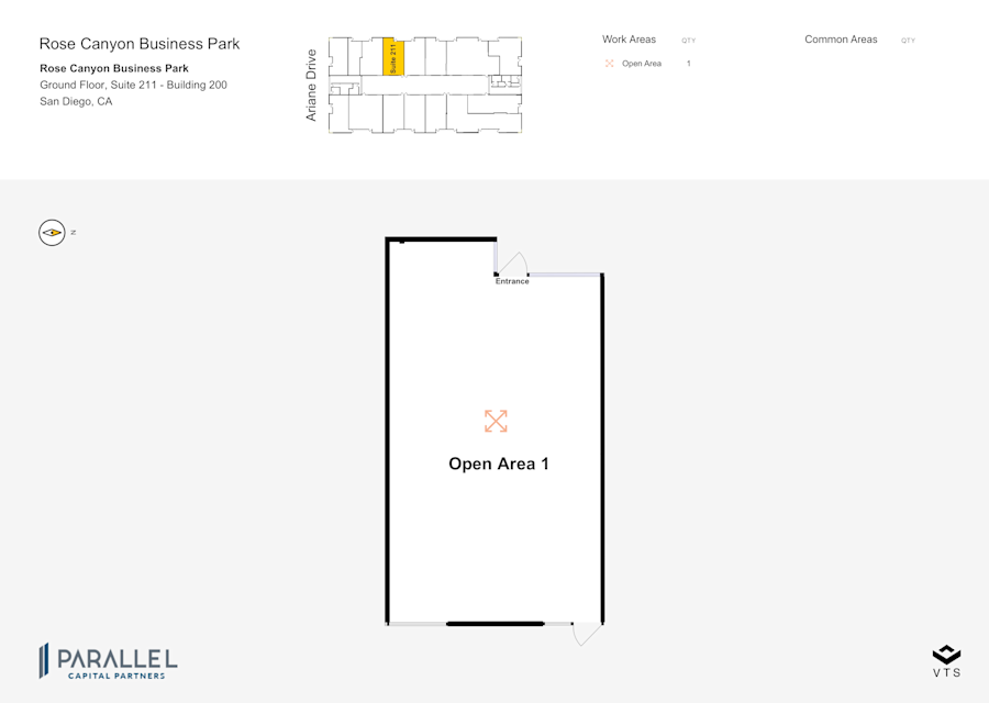 Floor plan - Partial Ground Floor, Suite 211 - Building 200 - Rose Canyon Business Park