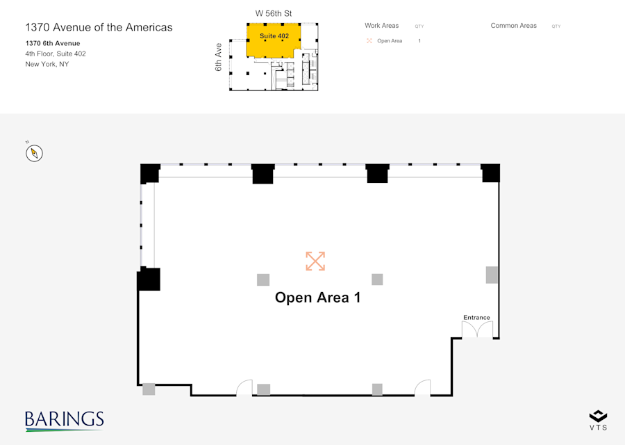 Floor plan - Partial 4th Floor, Suite 402 - 1370 Avenue of the Americas