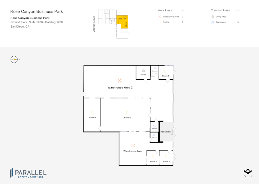 Floor plan - Partial Ground Floor, Suite 1206 - Building 1200 - Rose Canyon Business Park