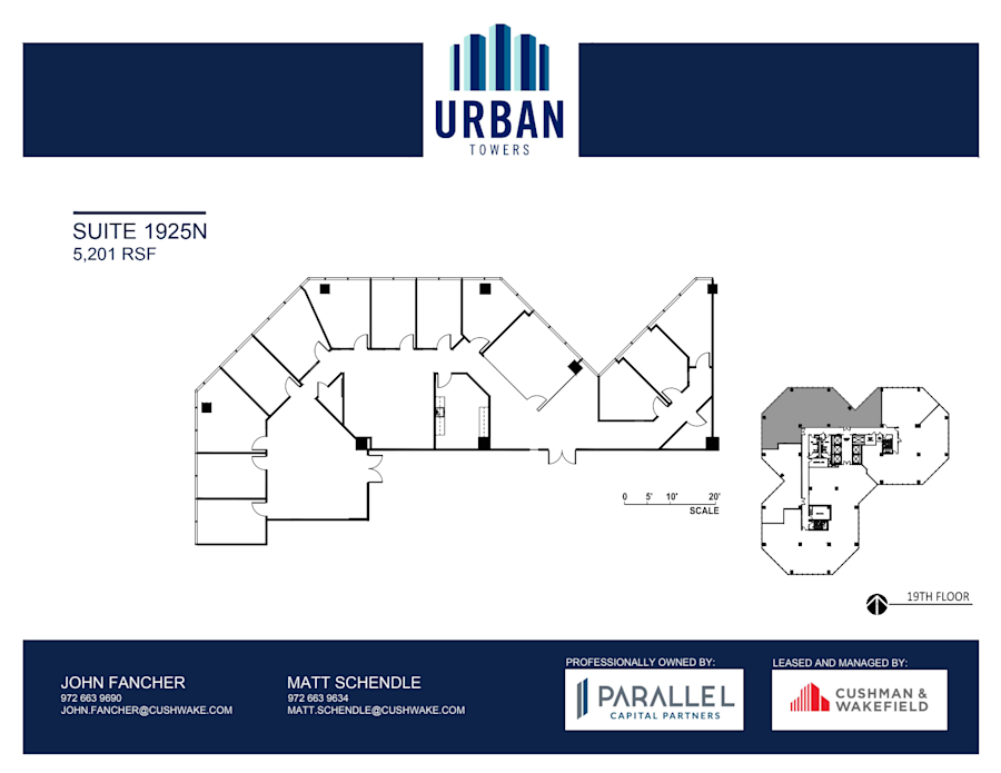 Floor plan - Partial 19th Floor, Suite 1925N - Urban Towers - 222 West Colinas Blvd