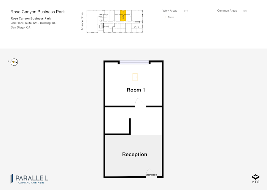 Floor plan - Partial 2nd Floor, Suite 125 - Building 100 - Rose Canyon Business Park