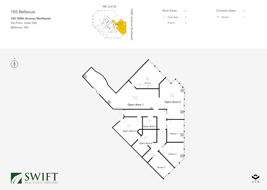 Floor plan - Partial 3rd Floor, Suite 340 - 155 Bellevue - 155 108th Avenue Northeast