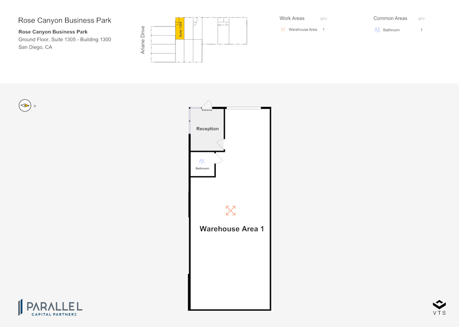 Floor plan - Partial Ground Floor, Suite 1305 - Building 1300 - Rose Canyon Business Park