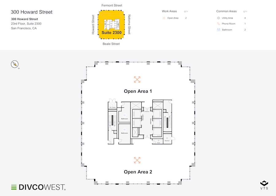 Floor plan of Entire 23rd Floor, Suite 2300, 300 Howard Street