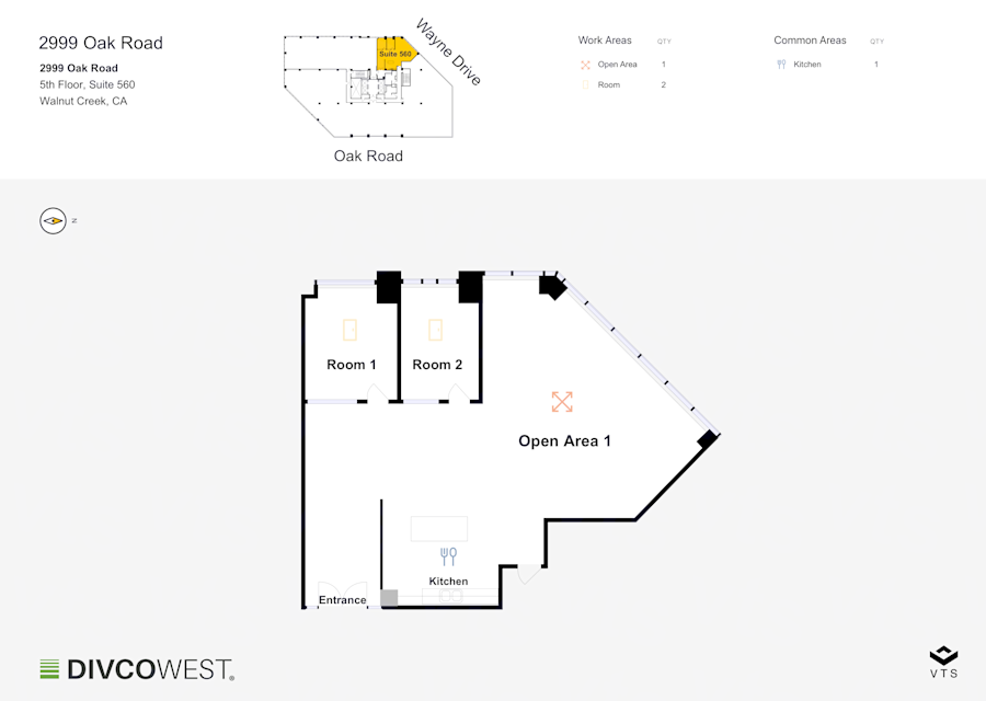 Floor plan of Partial 5th Floor, Suite 560, 2999 Oak Road
