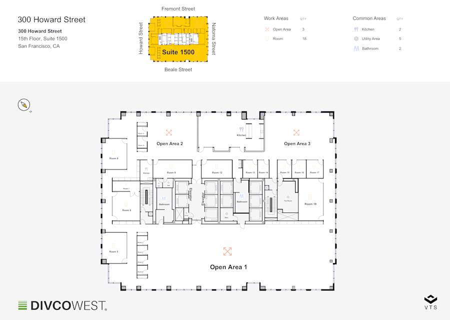 Floor plan of Entire 15th Floor, Suite 1500, 300 Howard Street