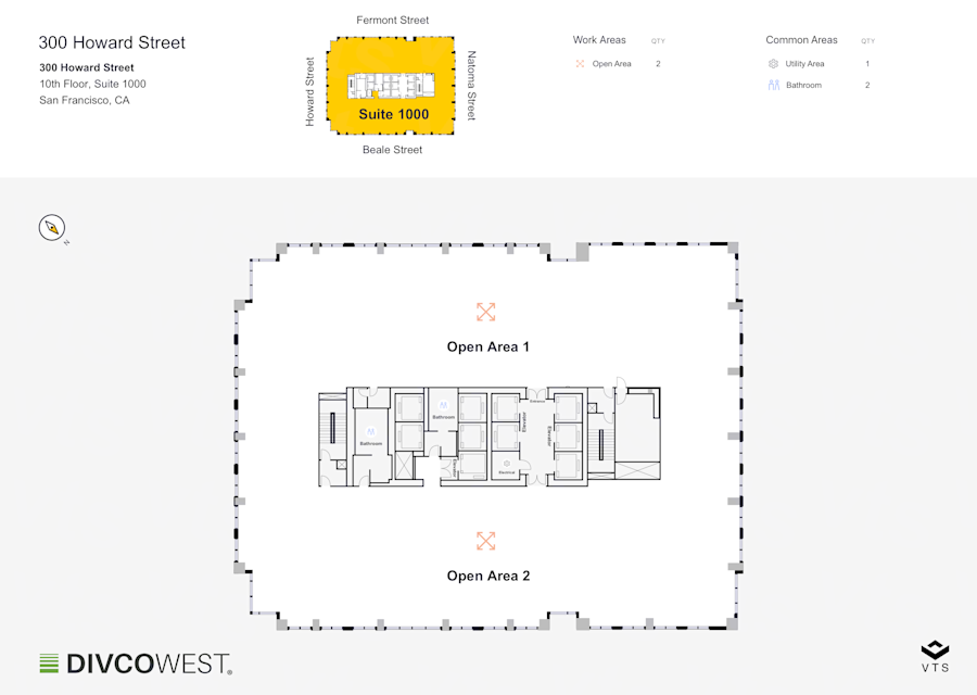 Floor plan of Entire 10th Floor, Suite 1000, 300 Howard Street