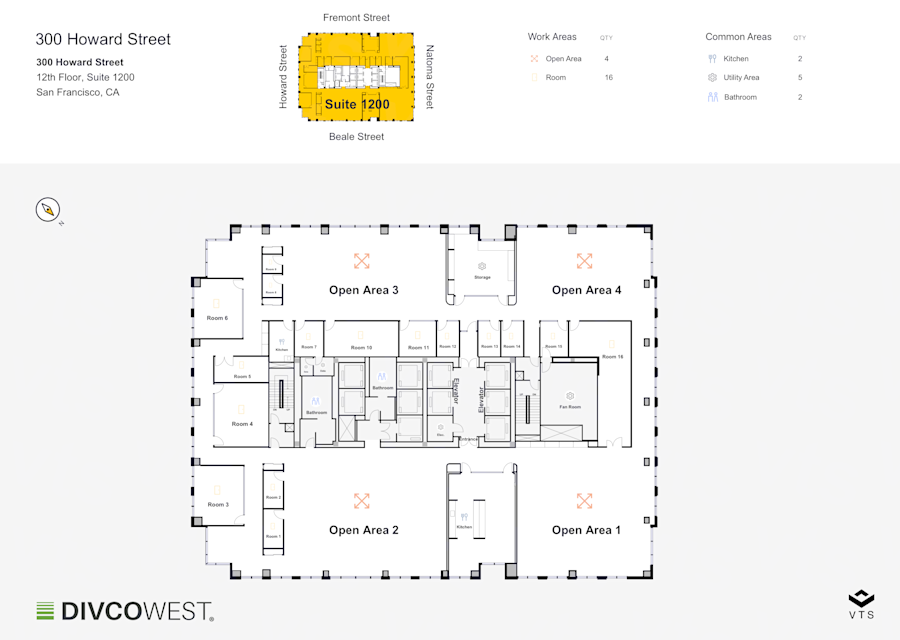 Floor plan of Entire 12th Floor, Suite 1200, 300 Howard Street