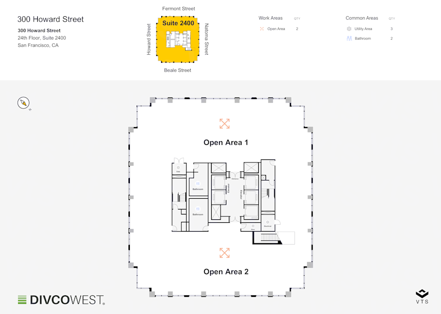 Floor plan of Entire 24th Floor, Suite 2400, 300 Howard Street
