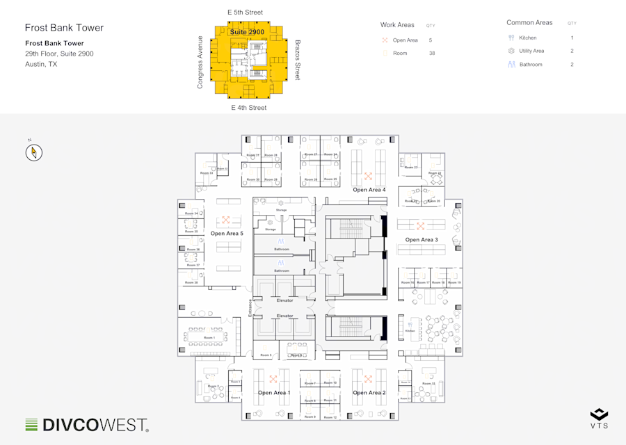 Floor plan of Entire 29th Floor, Suite 2900, Frost Tower