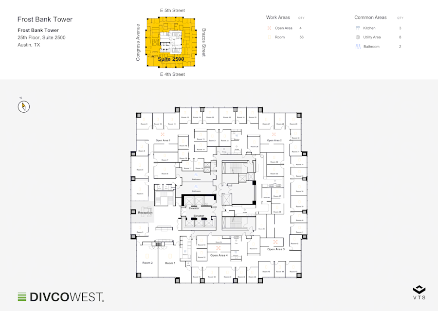 Floor plan of Entire 25th Floor, Suite 2500, Frost Tower