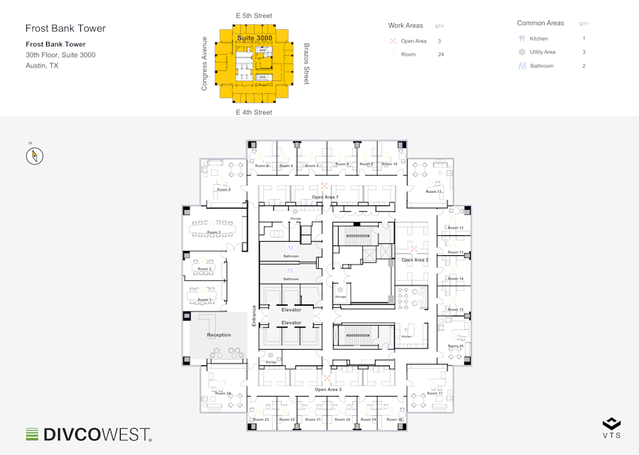 Floor plan of Entire 30th Floor, Suite 3000, Frost Tower