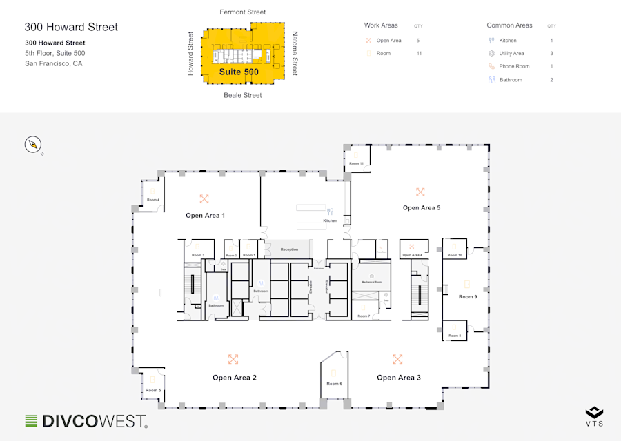 Floor plan of Entire 5th Floor, Suite 500, 300 Howard Street