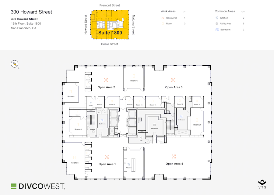 Floor plan of Entire 18th Floor, Suite 1800, 300 Howard Street