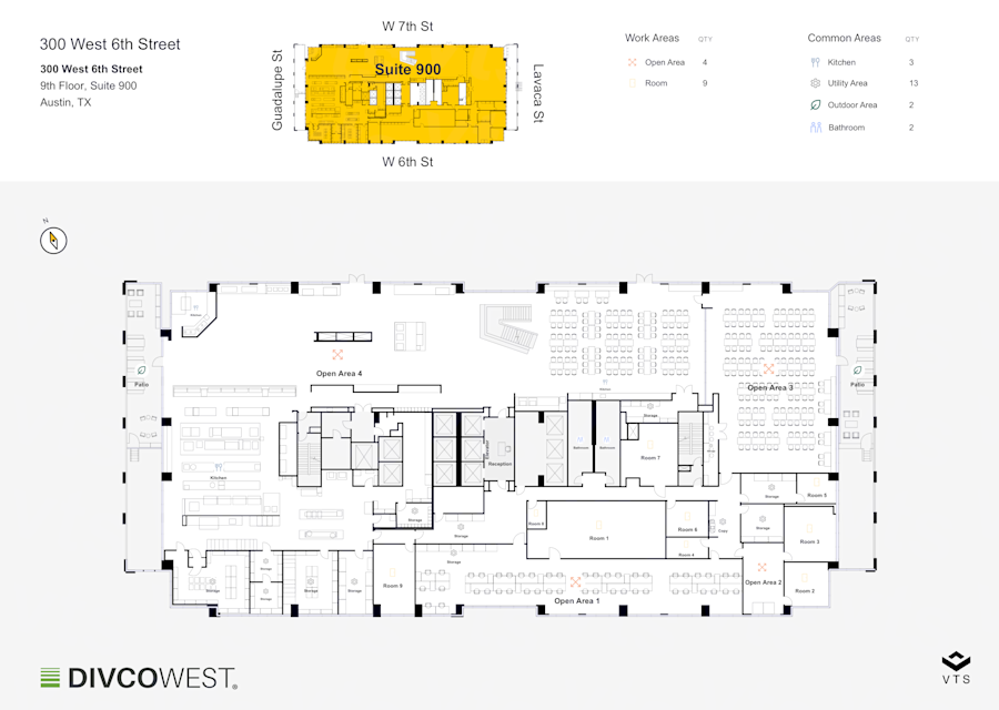 Floor plan of Entire 9th Floor, Suite 900, 300 West Sixth