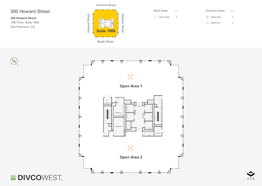 Floor plan of Entire 19th Floor, Suite 1900, 300 Howard Street